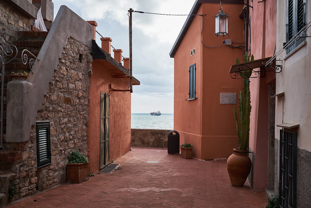 architectural photography of houses near coast