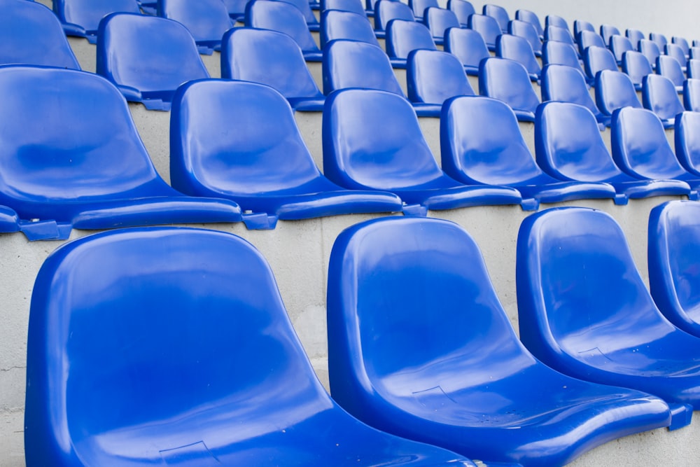 blue plastic chairs