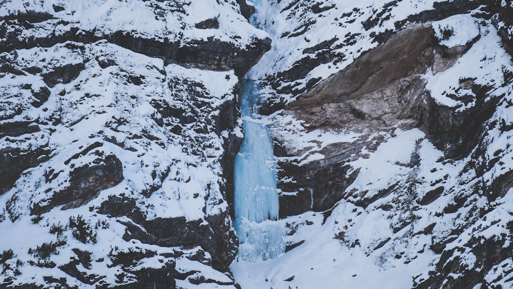 waterfalls between hills