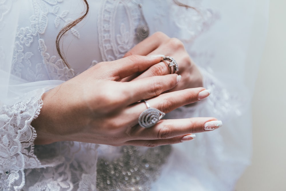 silver-colored ring