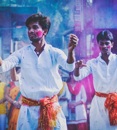 man wearing purple face paint