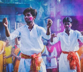 man wearing purple face paint