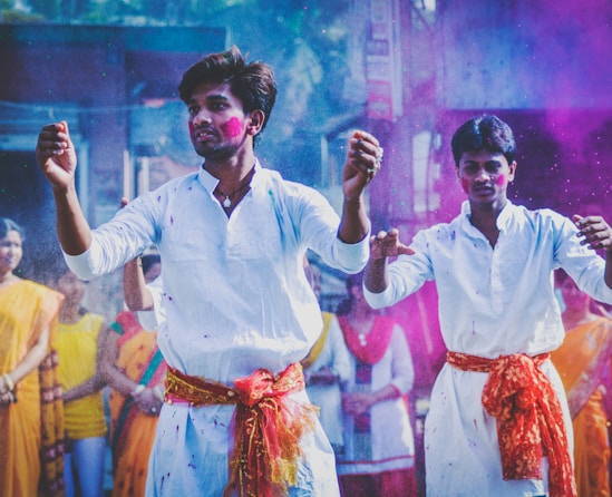 man wearing purple face paint