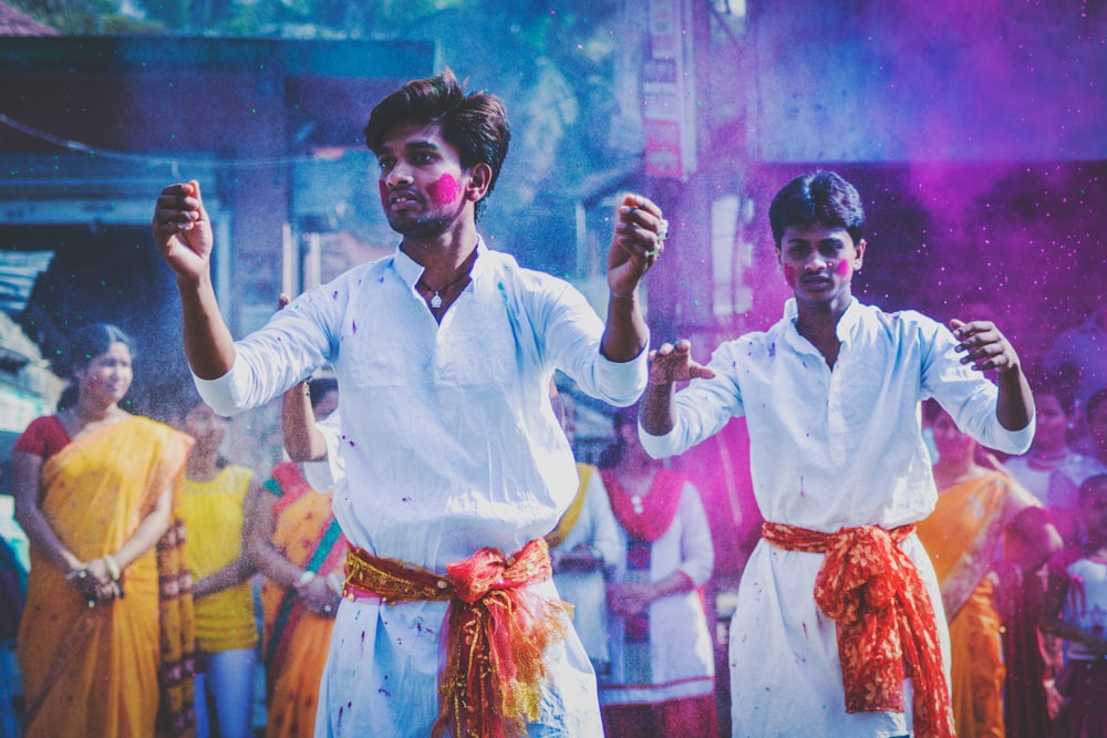 man wearing purple face paint