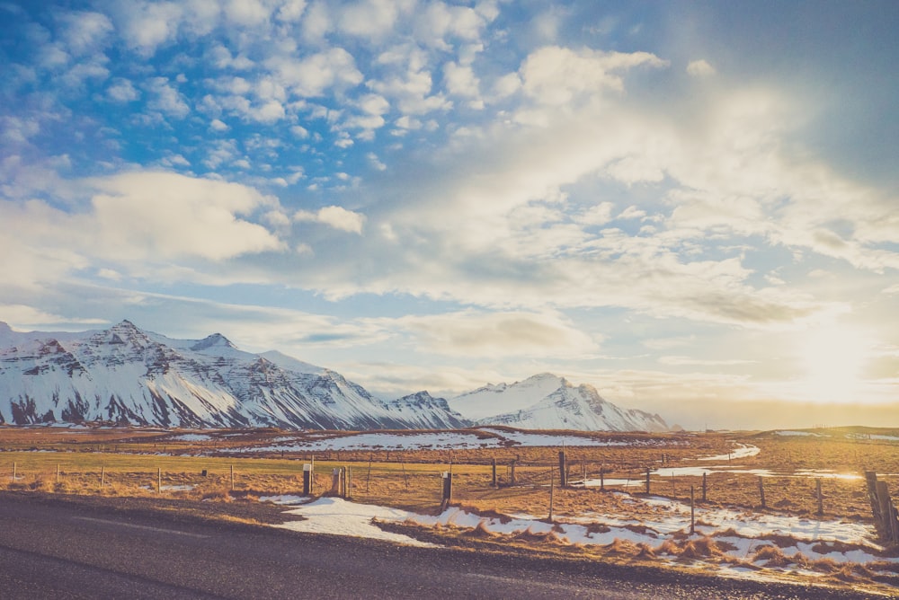 snow-capped mountain under blue sky