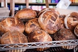 Close-up of a bakery’s surplus bread packages ready for customers.