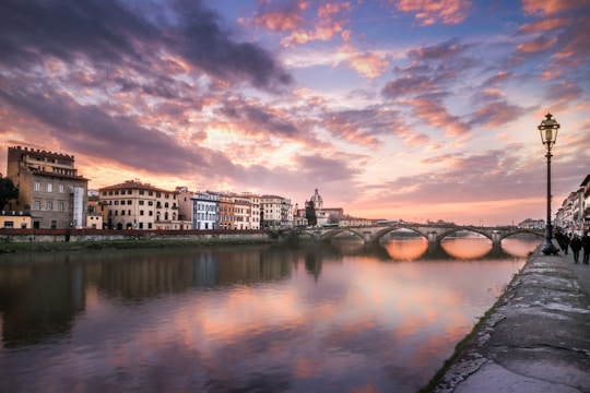 Scenic view of Florence with historic buildings and the Arno River.
