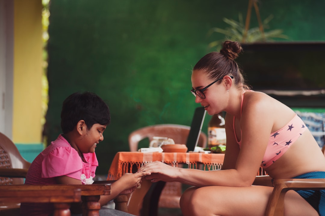 Woman playing with a child