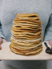 pancakes on brown tray