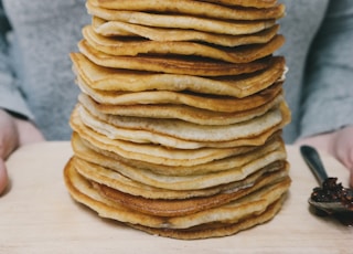 pancakes on brown tray