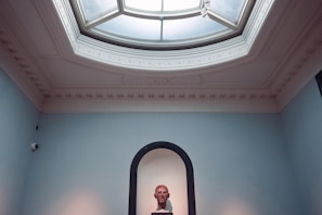 A serene corner of the museum bathed in soft light, evoking peace and harmony.