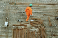 man walking on construction site