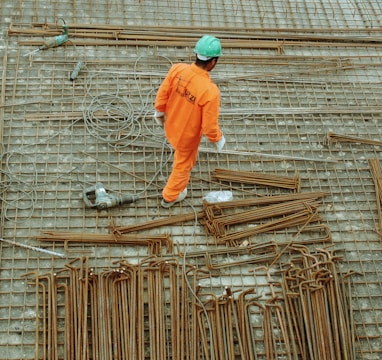 man walking on construction site