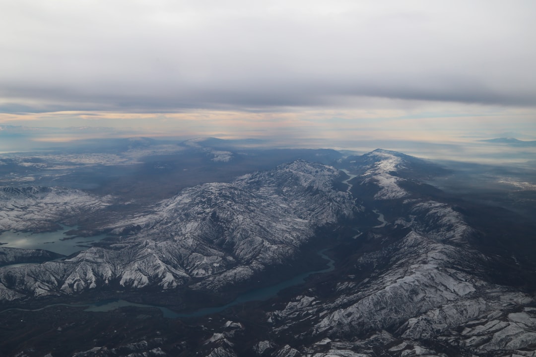 aerial photography of gray mountains