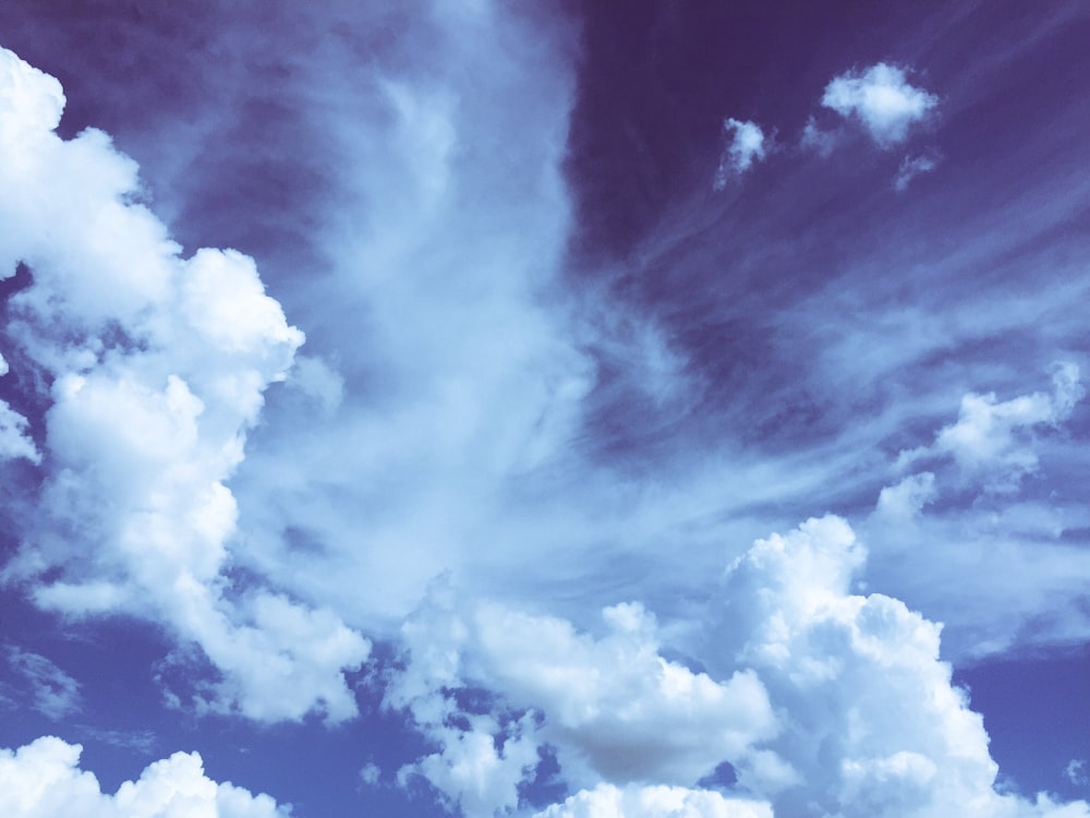 white clouds and blue sky