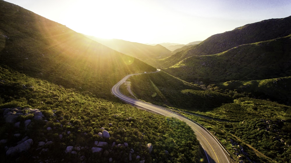 mountain pass during sunrise