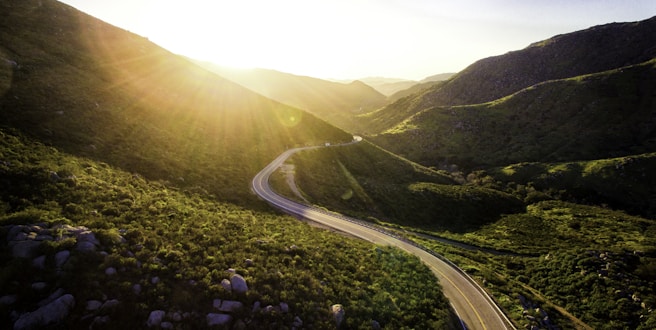 mountain pass during sunrise