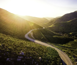 mountain pass during sunrise