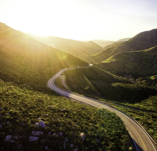 mountain pass during sunrise