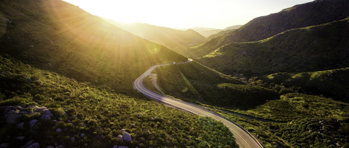 mountain pass during sunrise