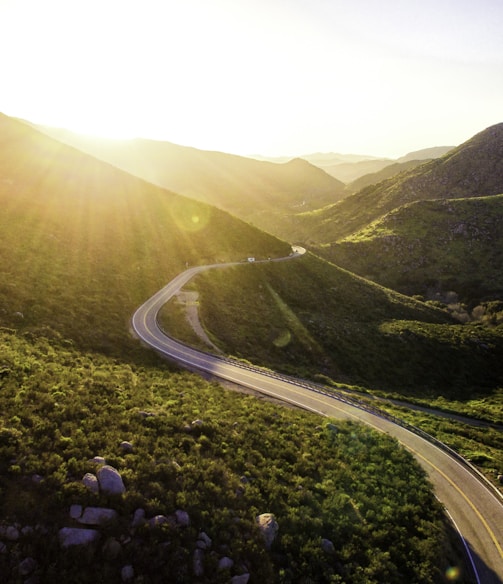 mountain pass during sunrise