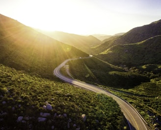 mountain pass during sunrise