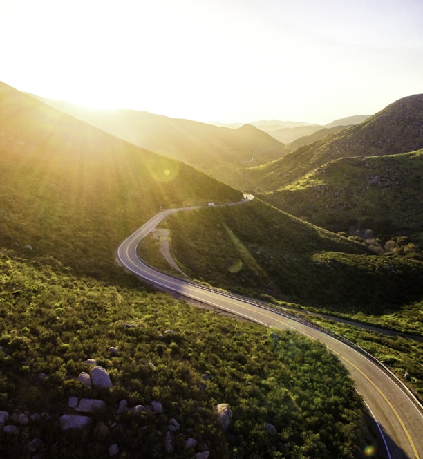 mountain pass during sunrise