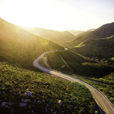 mountain pass during sunrise