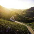 mountain pass during sunrise