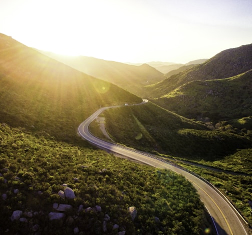 mountain pass during sunrise