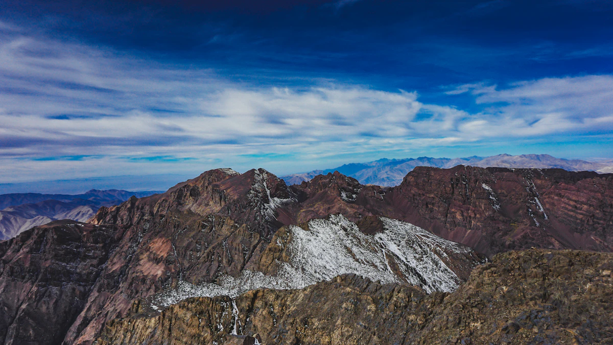 Rock summit of the High Atlas under a blue sky, Morocco