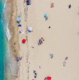 aerial photography of people gathering on shore