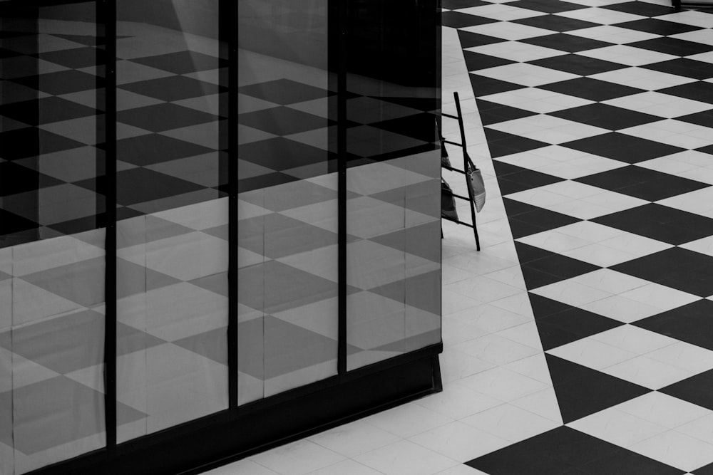 white and black floor tile