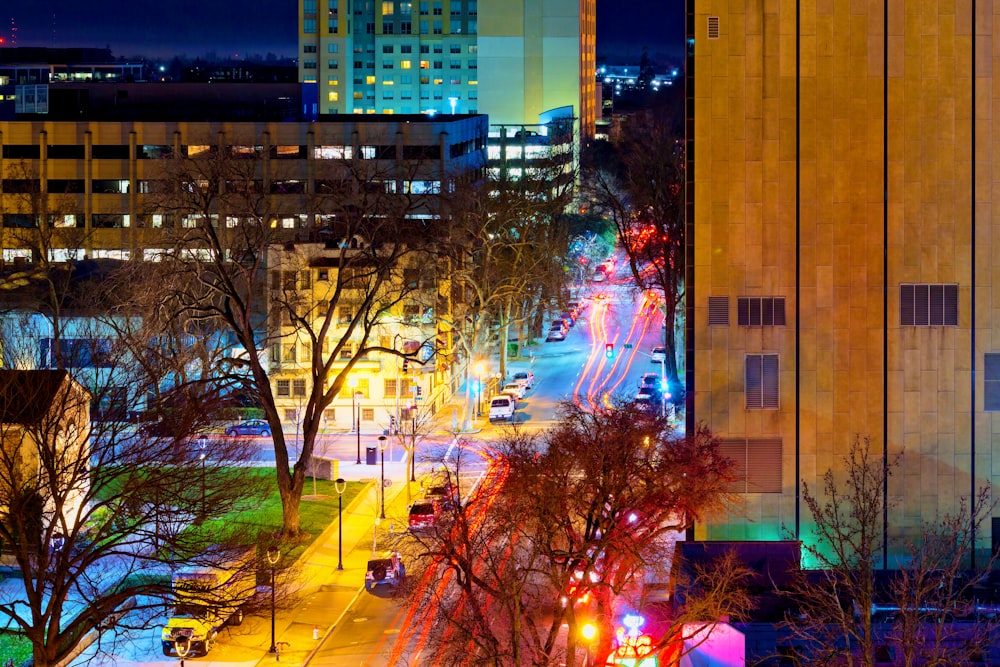 time lapse photography of cars on city