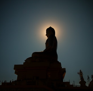 silhouette photo of Buddha statue