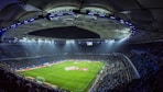 high angel photography of football stadium