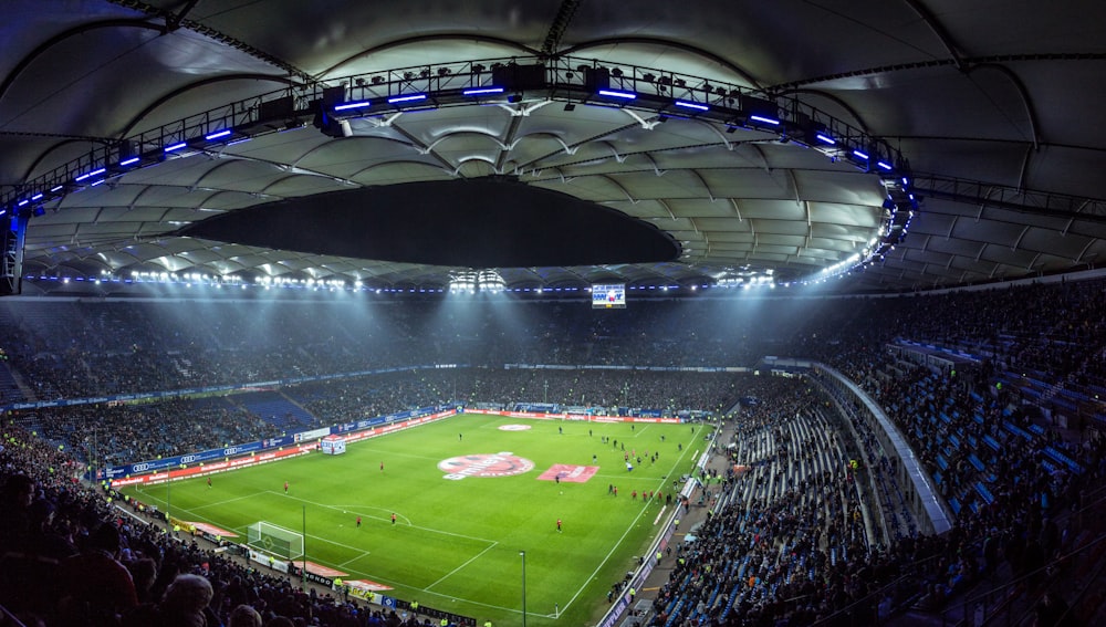 Fotografía de ángel alto del estadio de fútbol