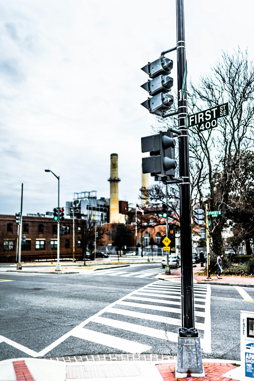 black post on street