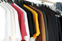 closeup of hanged shirts on rack