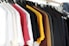 closeup of hanged shirts on rack