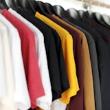 closeup of hanged shirts on rack