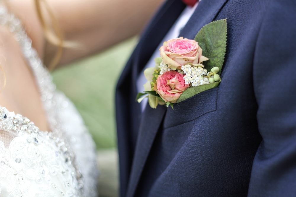 pink flower suit pocket