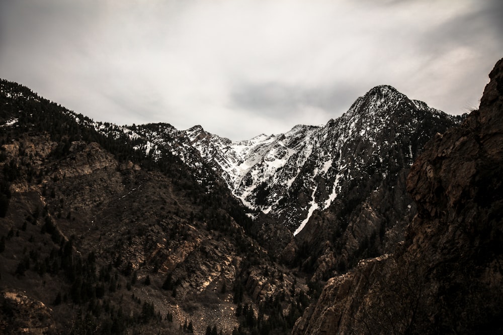 cloudy sky above snow covered mountain