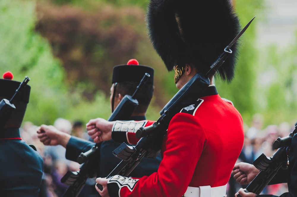 photography of royal guard marching