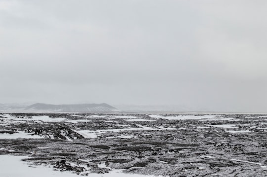 grayscale photography of land in Mývatn Iceland