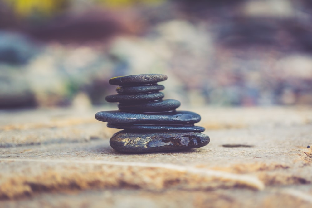 black stone arrangement in closeup photography