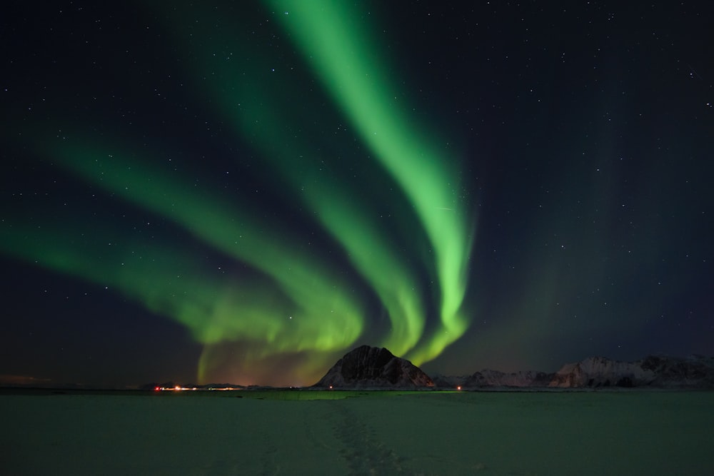 fotografia time lapse dell'aurora boreale