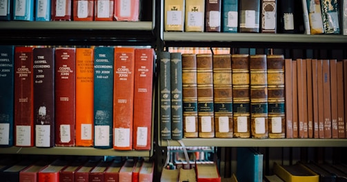 assorted-title books on shelf