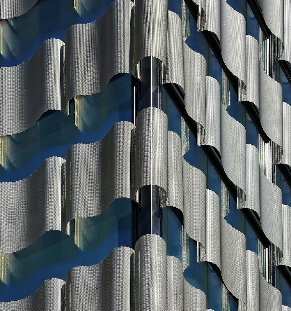a close up of a building with a wavy design