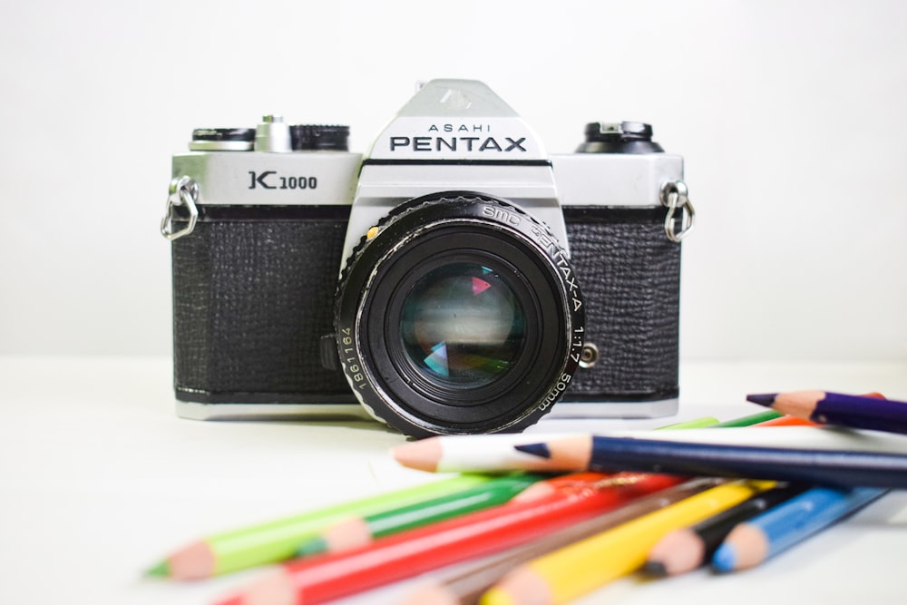 selective focus photography of Pentax K1000 camera